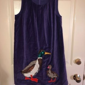 Mini Boden duck dress purple velvet 11/12